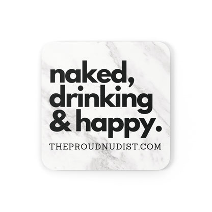 Naked, Drinking & Happy. - Corkwood Coaster Set